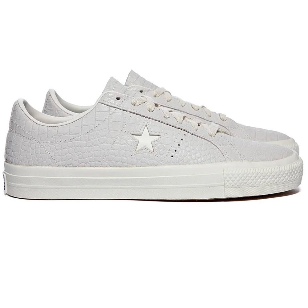 NWT Converse One Star Pro OX Egret Grey Sneakers Croc Embossed Leather UNISEX